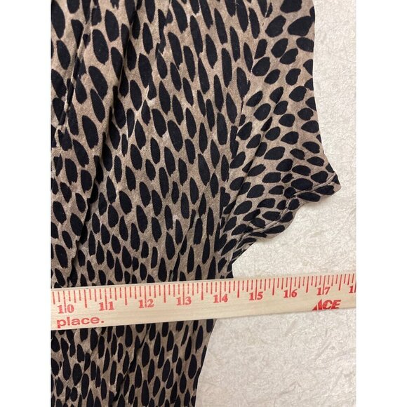 Max Mara Women's Brown Leopard VNeck Wrap Front Dress Size 40 Medium Italy - Picture 6 of 10